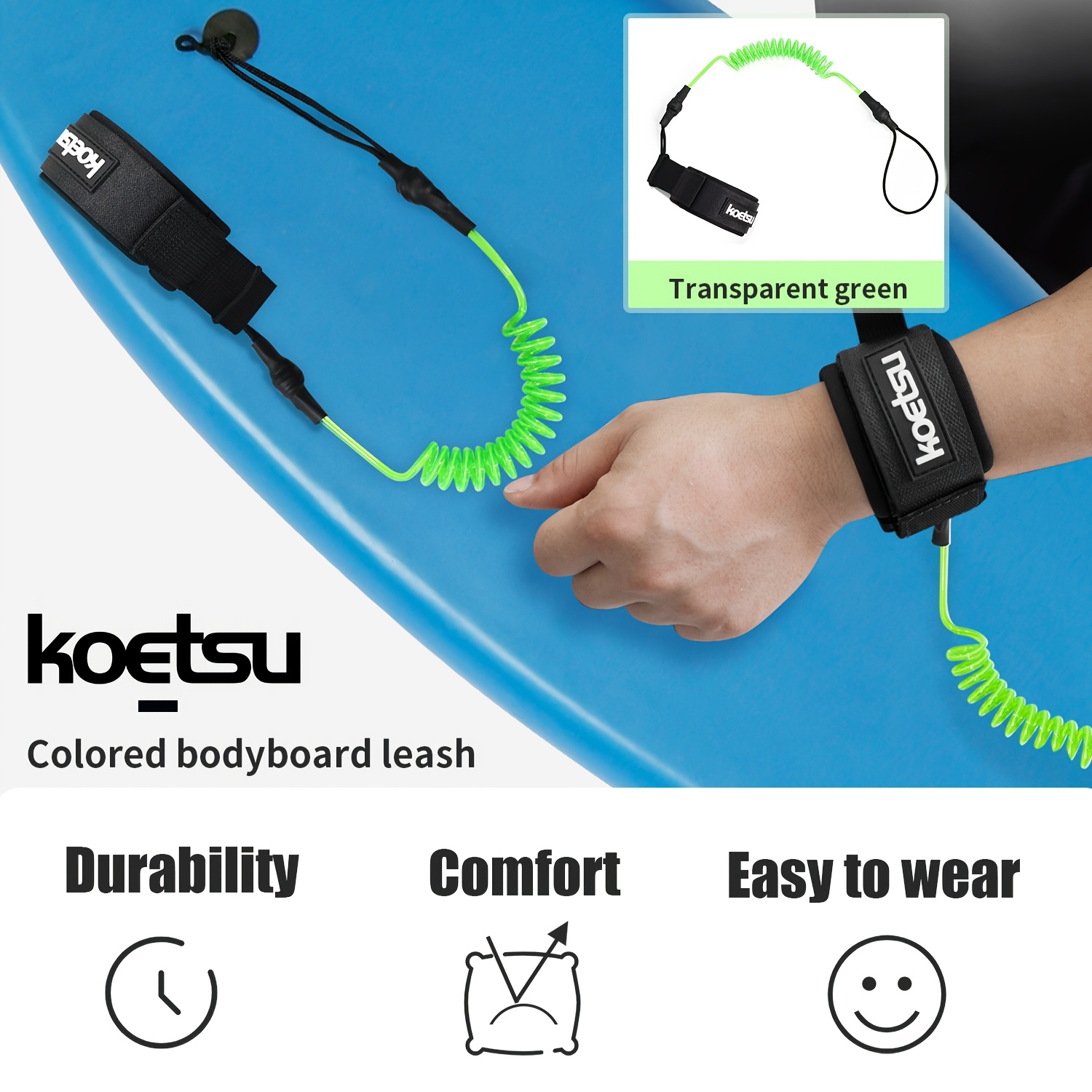 Surfboard Leash - Smycz do bodyboardu KOETSU, 5mm TPU