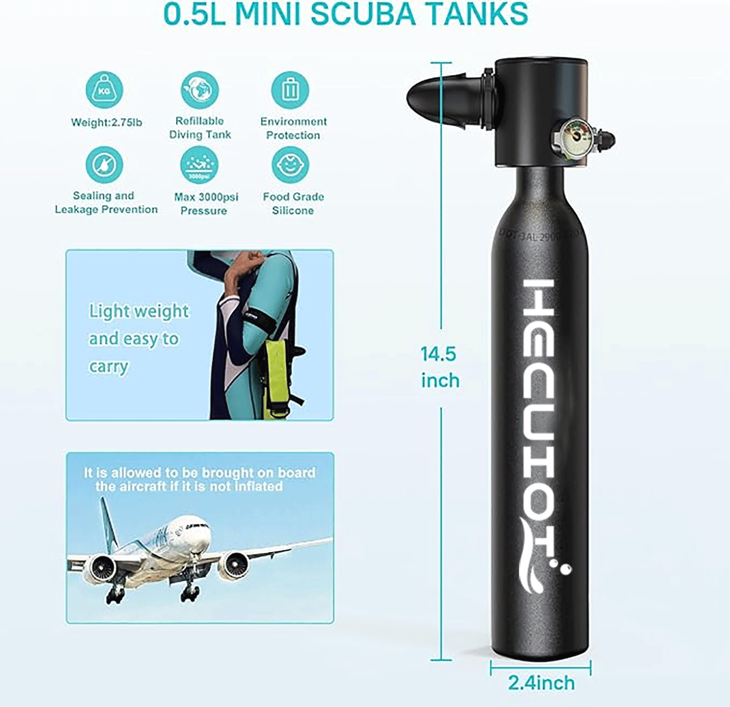 HECUIOI Mini zbiornik do nurko – Snorkel Set recenzja i cena